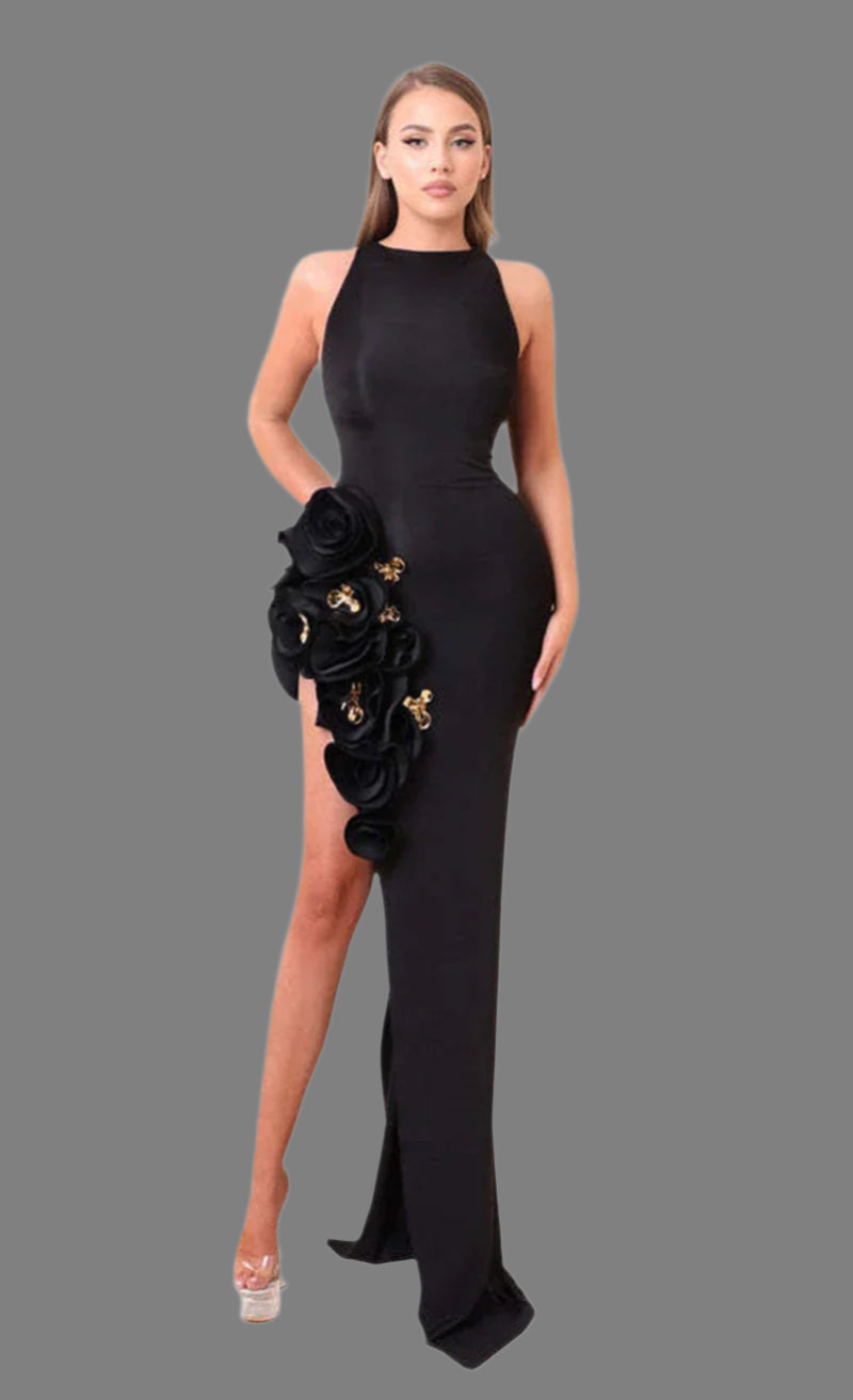 Black Elegance Asymmetric Evening Gown