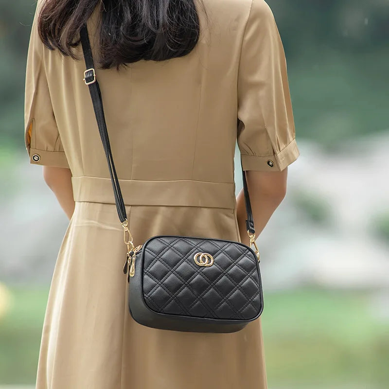 La-Nella Paris Quilted Elegance Black Crossbody Bag