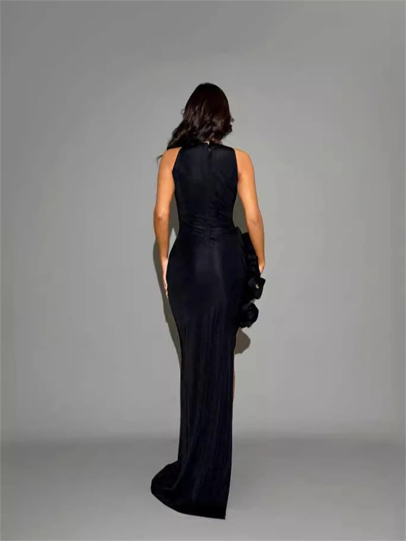 Black Elegance Asymmetric Evening Gown